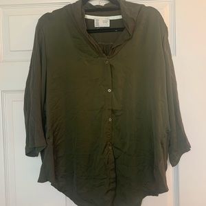 3/4 length sleeve button down blouse